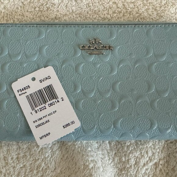 COACH ACCORDION ZIP WALLET F54805 COLOR LIGHT BLUE - Picture 5 of 6